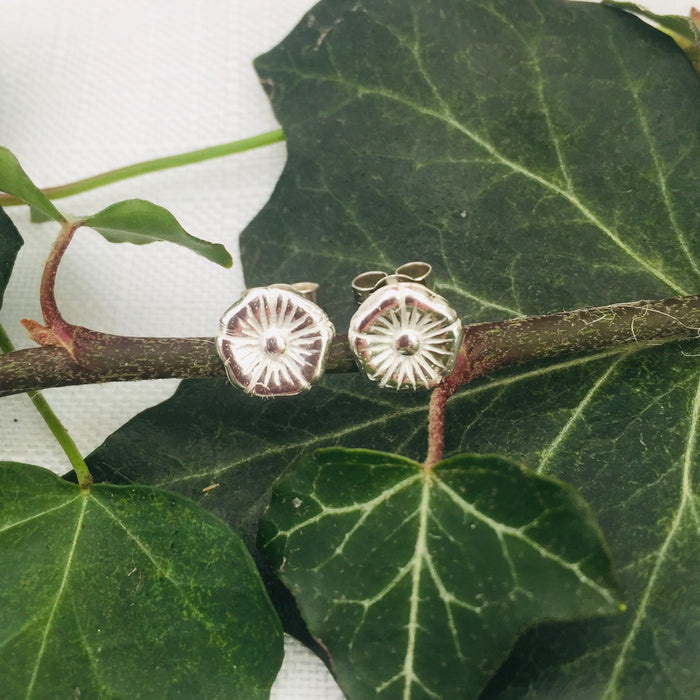 Round Flower Stud Earrings