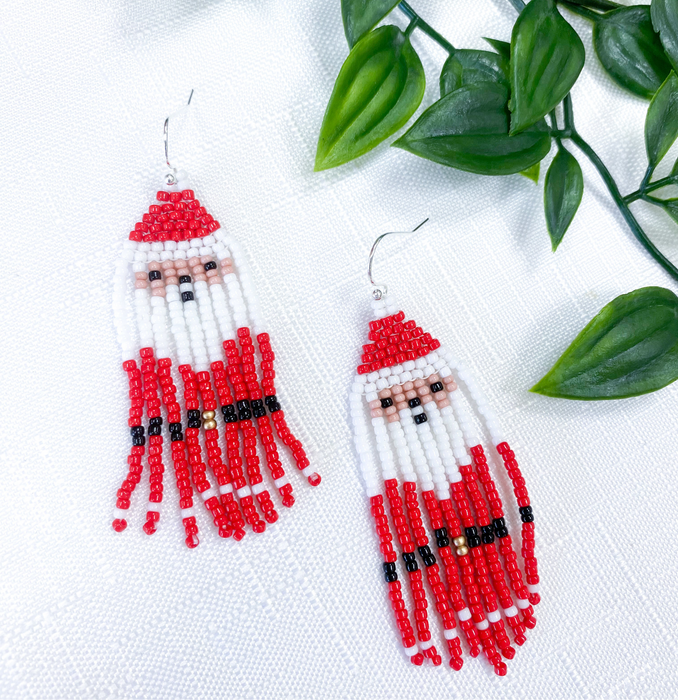 Beaded Santa Earrings