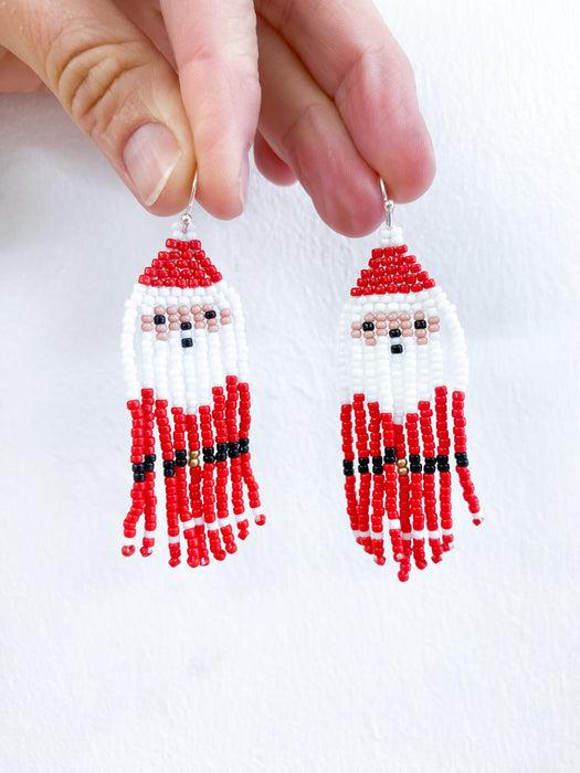Beaded Santa Earrings