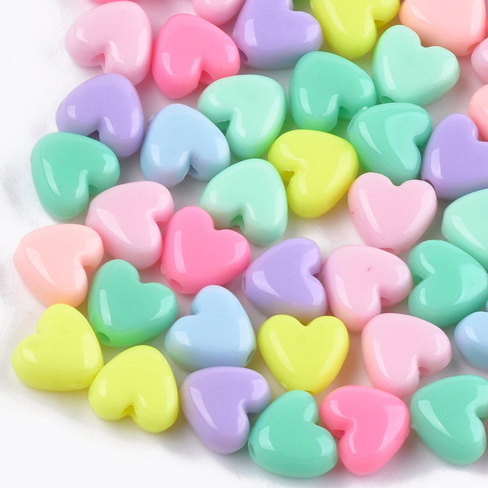Heart Beads - Acrylic Mixed Colours
